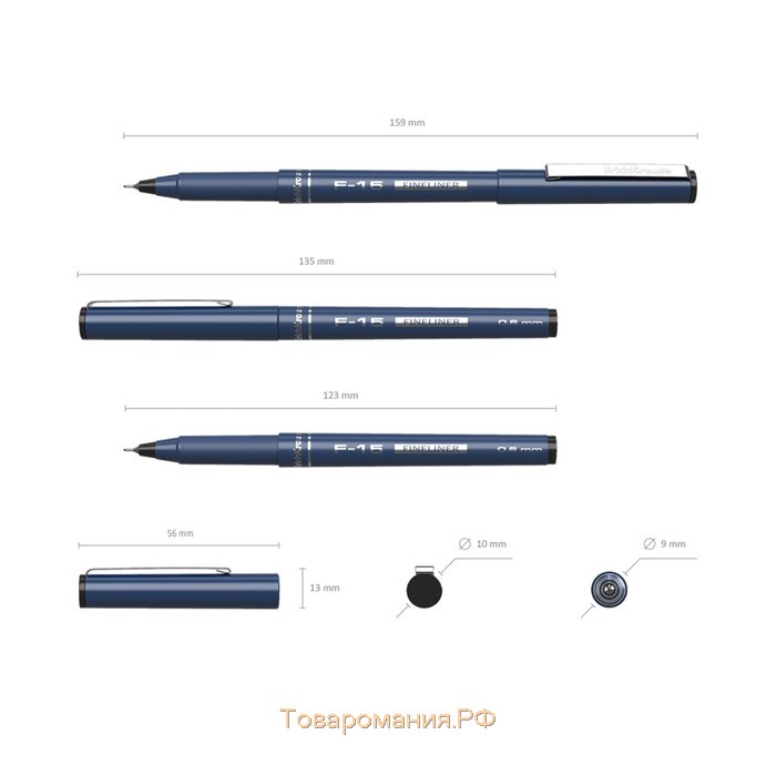 Ручка капиллярная Erich Krause F-15, узел 0.6 мм, чернила чёрные, длина линии письма 400 метров