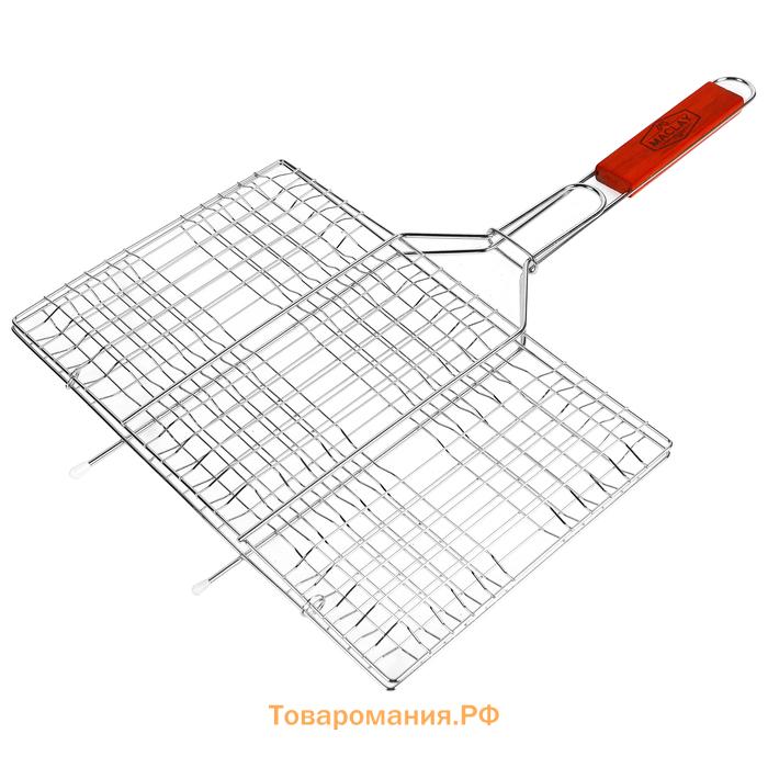 Решётка - гриль для мяса maclay, 22x34 см, хромированная сталь, для мангала