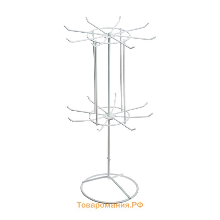 Вертушка, 2 яруса по 8 крючков, 13×13×40 см, цвет белый