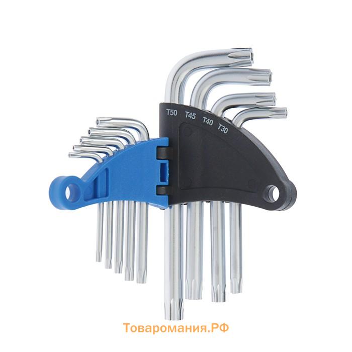 Набор ключей ТУНДРА, TORX Tamper, CrV, TT10 - TT50, 9 шт.