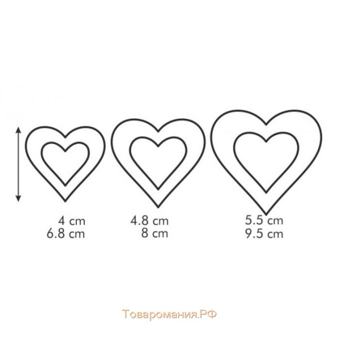 Формочки Tescoma Delicia «Сердечки», двухсторонние, 6 размеров