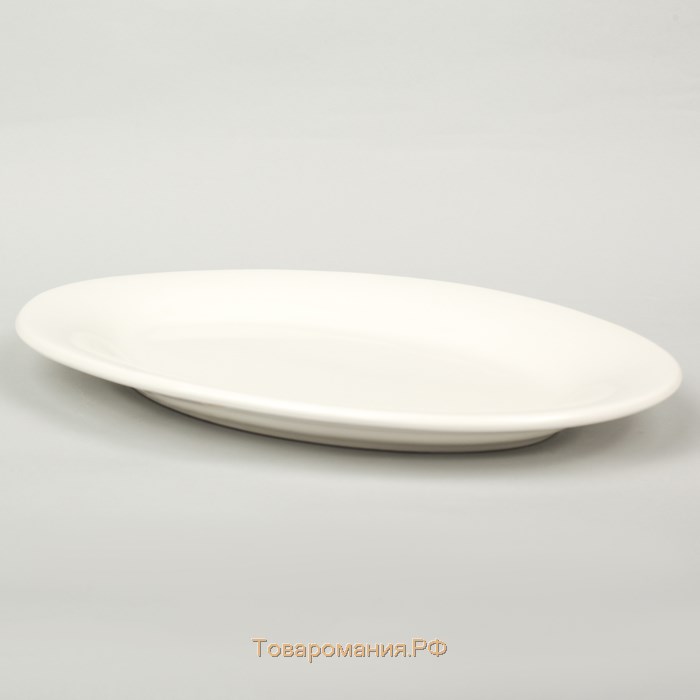 Блюдо фарфоровое овальное c утолщённым краем White Label, 30,5×20×3 см, цвет белый