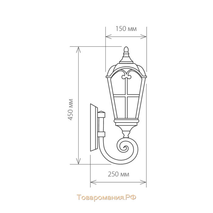 Светильник Elektrostandard садово-парковый, 60 Вт, E27, IP44, настенный, Mira U
