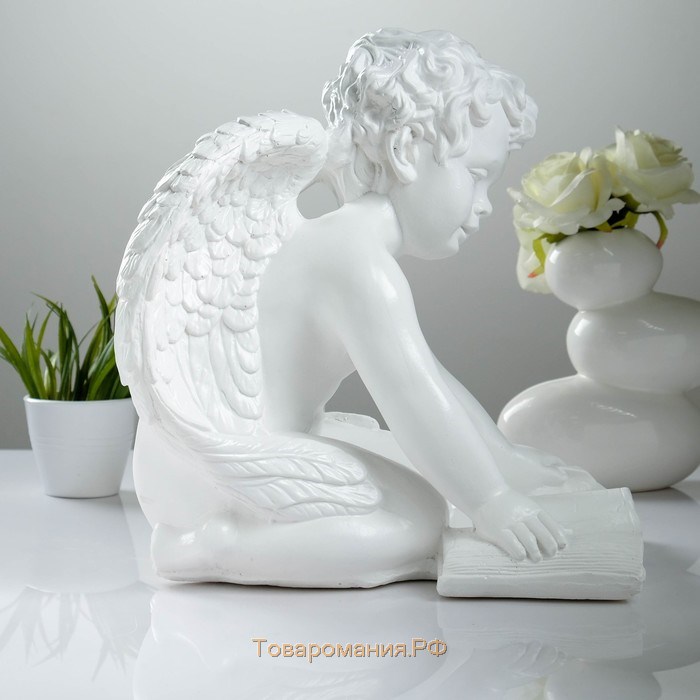 Фигура "Ангел сидя большой читающий" белый, 34х36х29см
