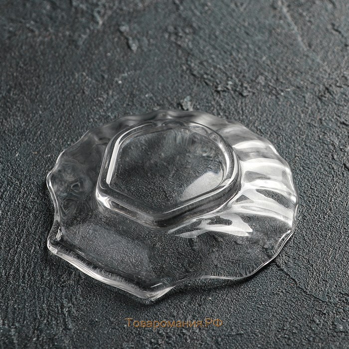Блюдо стеклянное сервировочное «Ракушка», 10×2 см, фигурное