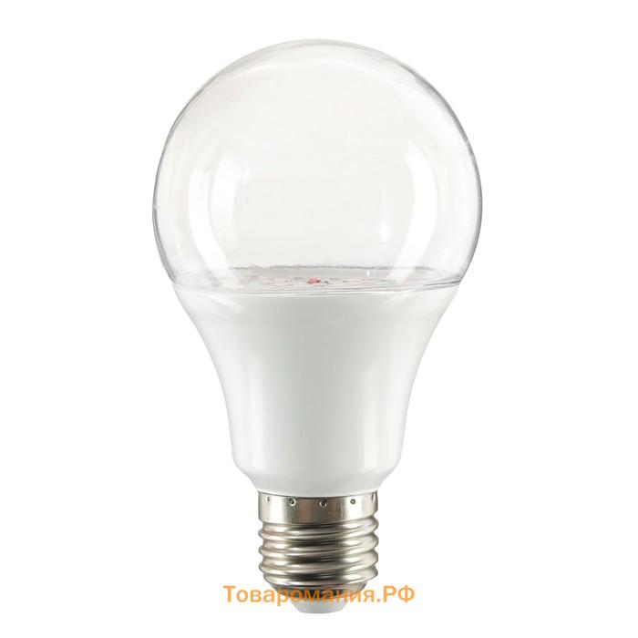 Фитолампа для растений Lighting, светодиодная, А60, E27, 15 Вт, IP44, 220 В, 270°, мультиспектральная