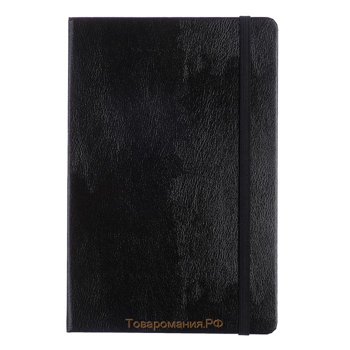 Бизнес-блокнот А5, 100 листов Megapolis Journal, искусственная кожа, тонированный блок, на резинке, чёрный