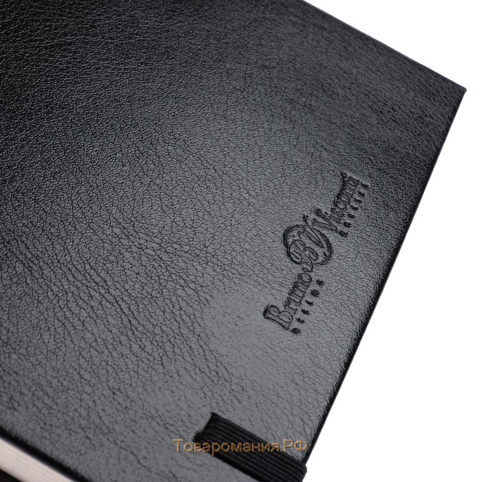 Бизнес-блокнот А5, 100 листов Megapolis Journal, искусственная кожа, тонированный блок, на резинке, чёрный