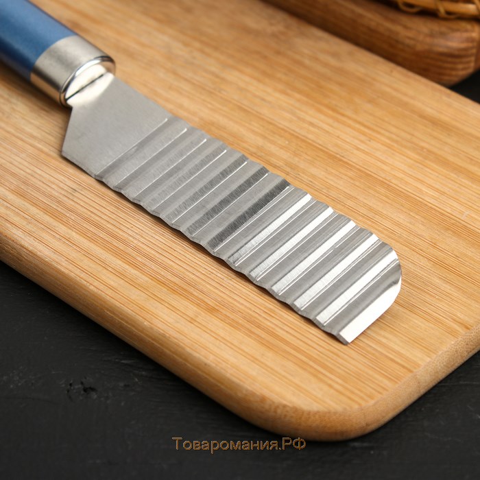 Нож для фигурной нарезки Lаgооnа, 25 см, нержавеющая сталь, цвет голубой металлик