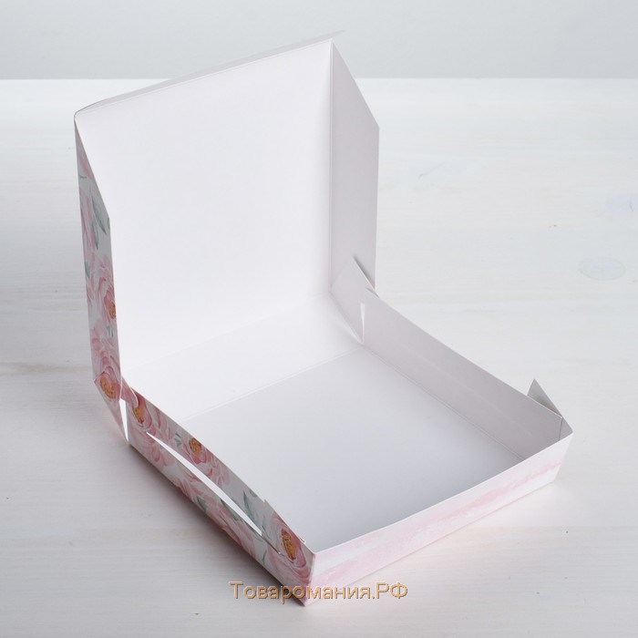 Коробка кондитерская, упаковка, «Нежность», 14 х 14 х 3,5 см