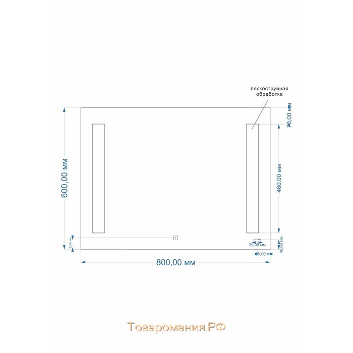 Зеркало Cersanit LED 020 Base, с подсветкой, 80х60 см