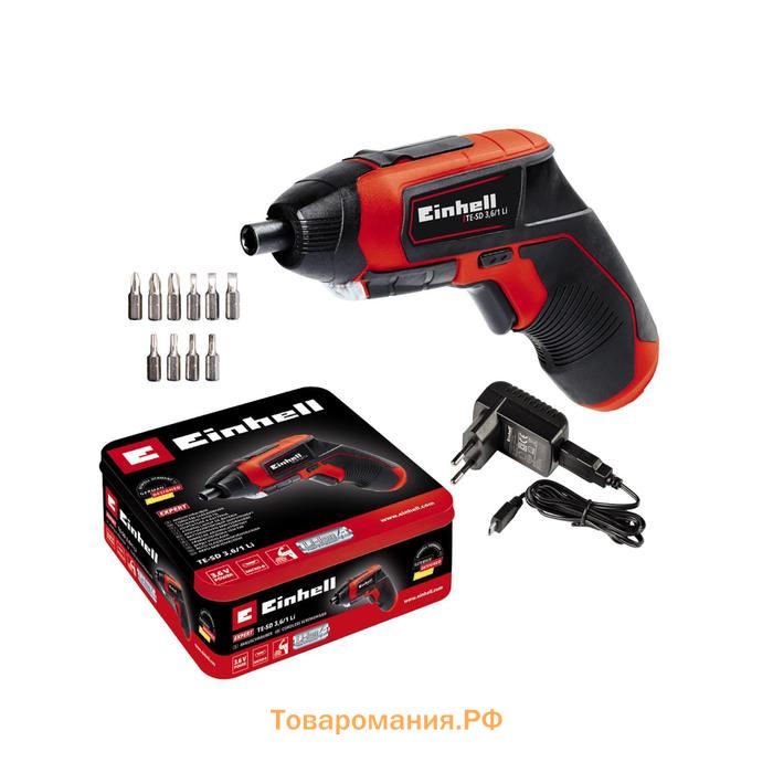 Отвертка аккумуляторная Einhell TE-SD 3,6/1 Li, 3.6 В, 180 об/мин, 4.5 Нм, 3-5 ч, 1/4