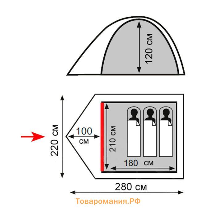 Палатка Totem Tepee 3 (V2), цвет зелёный