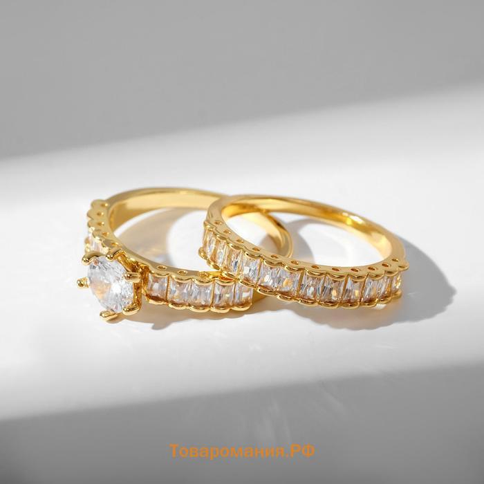 Кольцо "Сокровище" кристалл цветочек, цвет белый в золоте, размер 17