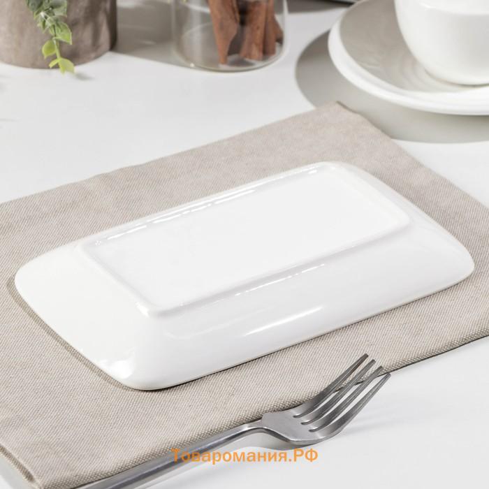 Блюдо фарфоровое прямоугольное White Label, 20×12,5 см, цвет белый