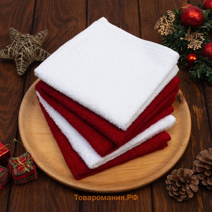Набор махровых полотенец  Merry christmas 30х30 см -5шт, 100% хл, 340гр/м2