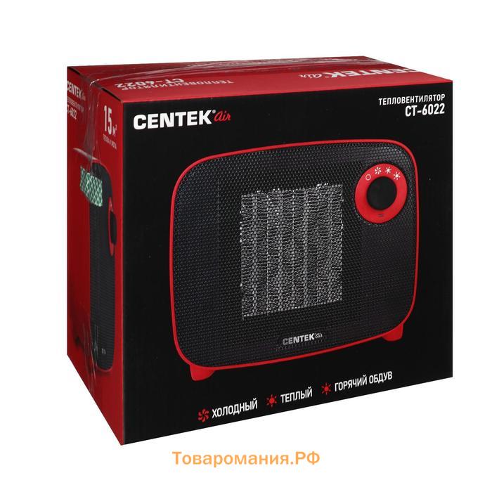 Тепловентилятор Centek CT-6022, керамический, настольный, 1500 Вт, 15 м², красный