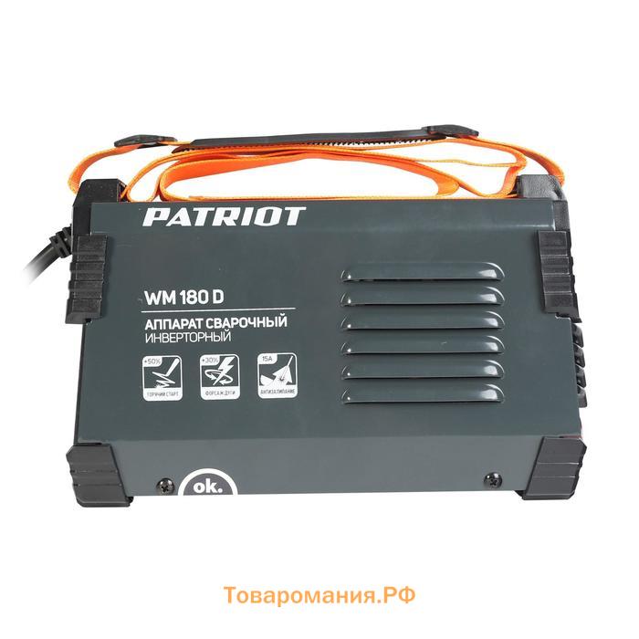 Аппарат сварочный инверторный Patriot WM180D, 220 В, 7.8 кВт, 20-180 А, электроды 1.6-4 мм