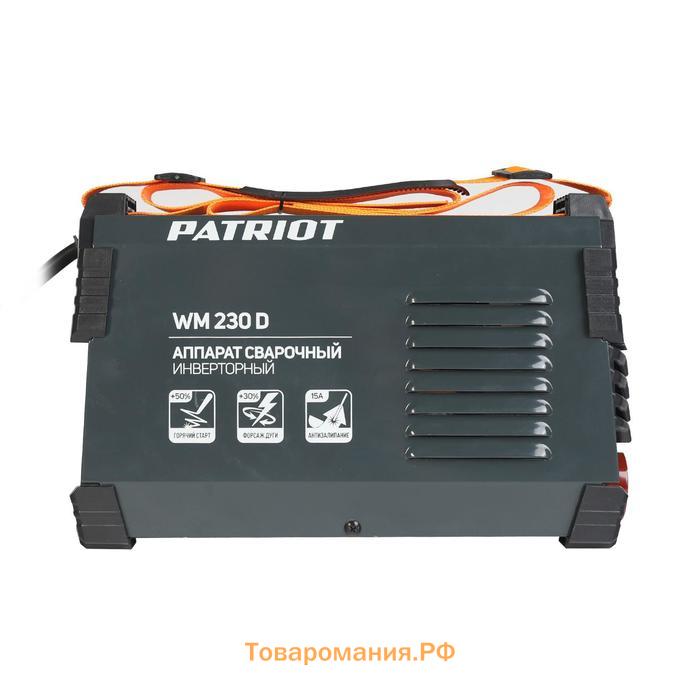 Аппарат сварочный инверторный Patriot WM230D, 220 В, 10.7 кВт, 20-230 А, электроды 1.6-5 мм