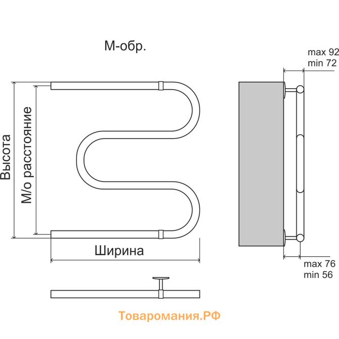 Полотенцесушитель водяной TERMINUS AISI 25, эконом, М-образный, 600х600 мм, хром