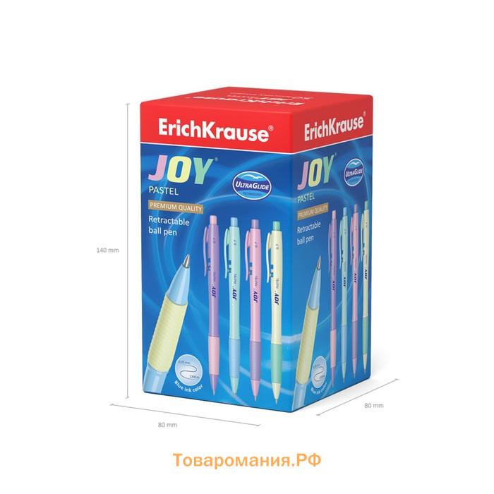 Ручка шариковая автоматическая ErichKrause JOY Pastel, узел 0.7 мм, чернила синие, супермягкое письмо, длина линии письма 1300 метров, МИКС