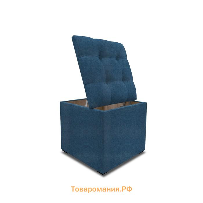 Пуф с крышкой и утяжкой, 400 × 400 × 420 мм, рогожка savana plus, цвет denim