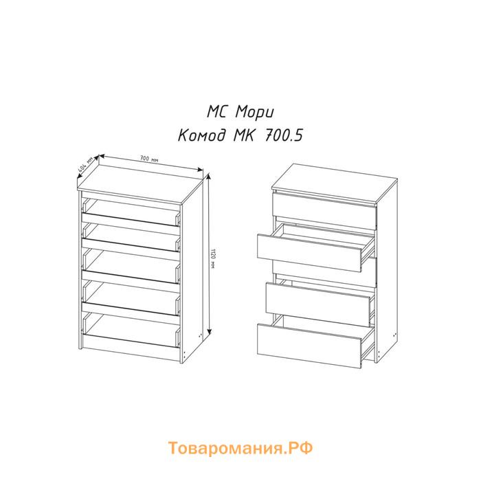 Комод для хранения «Мадера», 704×404×1120 мм, графит