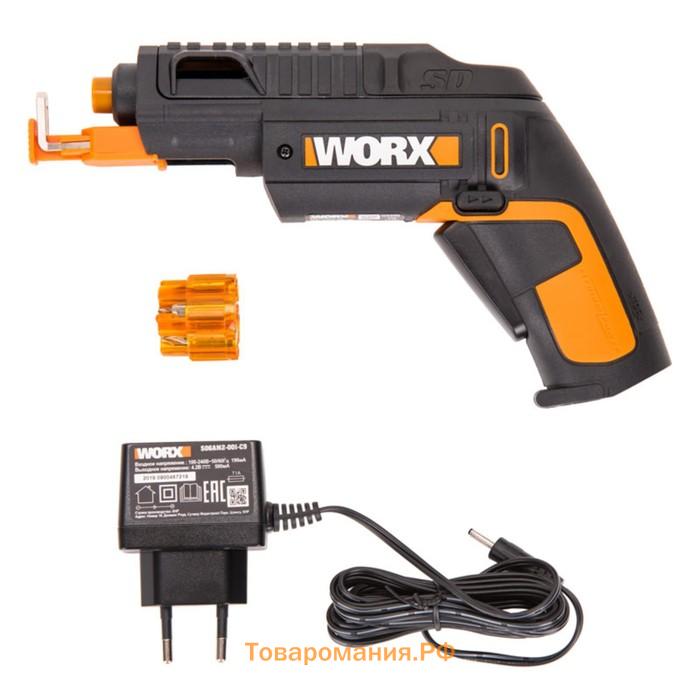 Отвертка аккумуляторная WORX WX255 SD Slide Driver, 4 В, набор бит 6 шт.