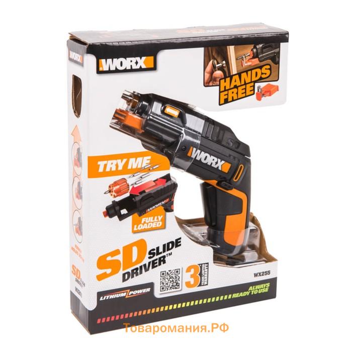 Отвертка аккумуляторная WORX WX255 SD Slide Driver, 4 В, набор бит 6 шт.