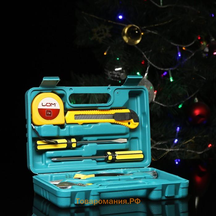 Набор инструментов в кейсе ЛОМ "НОВЫЙ ГОД", в подарочной упаковке, 7 предметов