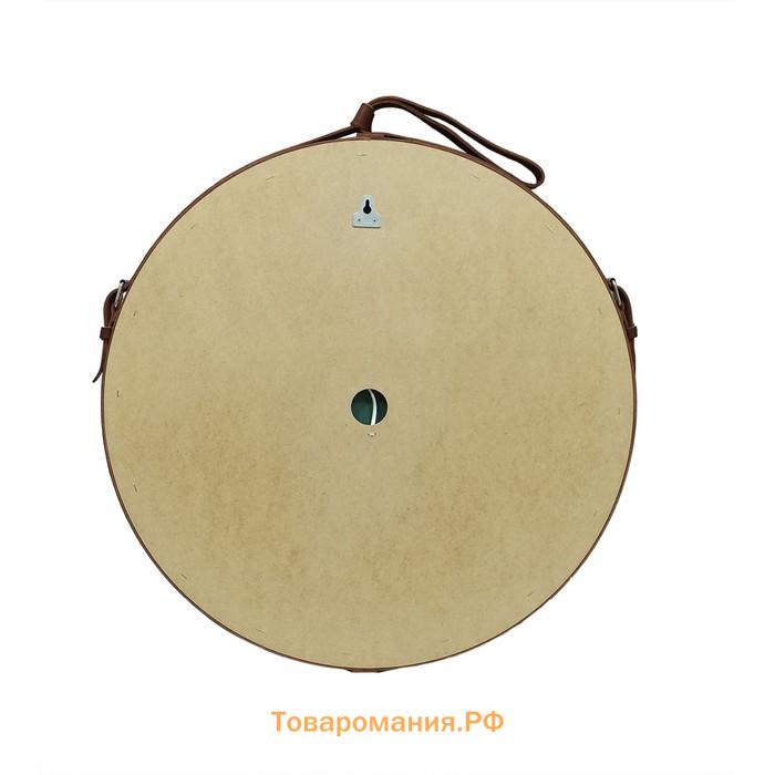 Зеркало Uperwood Round, 80 см, LED подсветка, сенсор, коричневый ремень