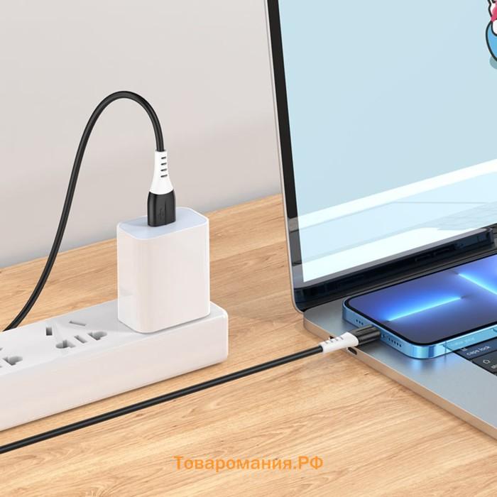 Кабель Hoco X82, Lightning - USB, 2.4 А, 1 м, оплётка силикон, чёрный