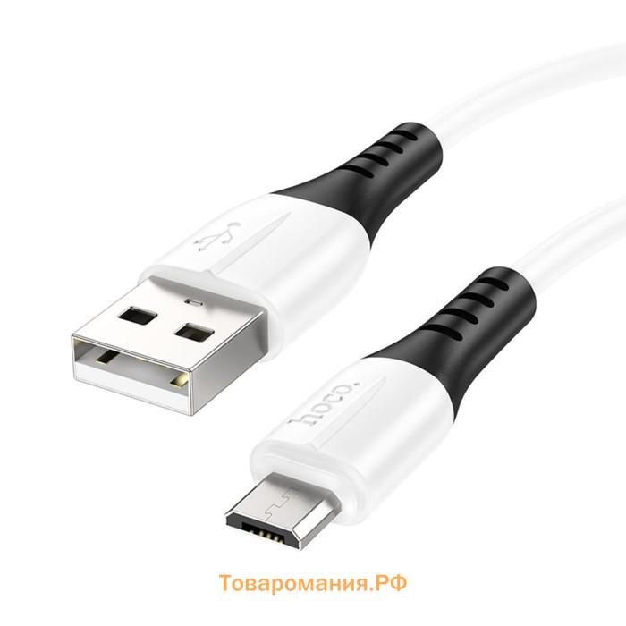 Кабель Hoco X82, MicroUSB - USB, 2.4 А, 1 м, оплётка силикон, белый