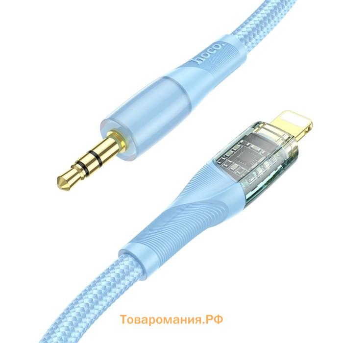 Кабель Hoco UPA25, Jack 3.5 мм (m) - Lightning, прозрачный, синий