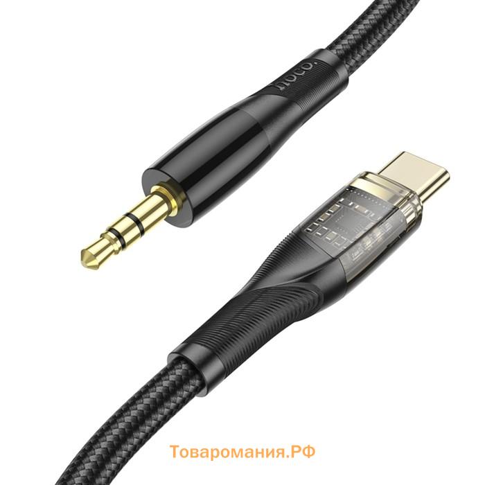 Кабель Hoco UPA25, Jack 3.5 мм (m) - Type-C, прозрачный, чёрный