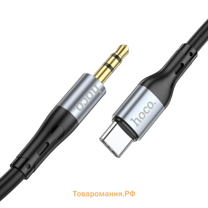 Кабель Hoco UPA22, Jack 3.5 мм (m) - Type-C, 1 м, силикон, чёрный