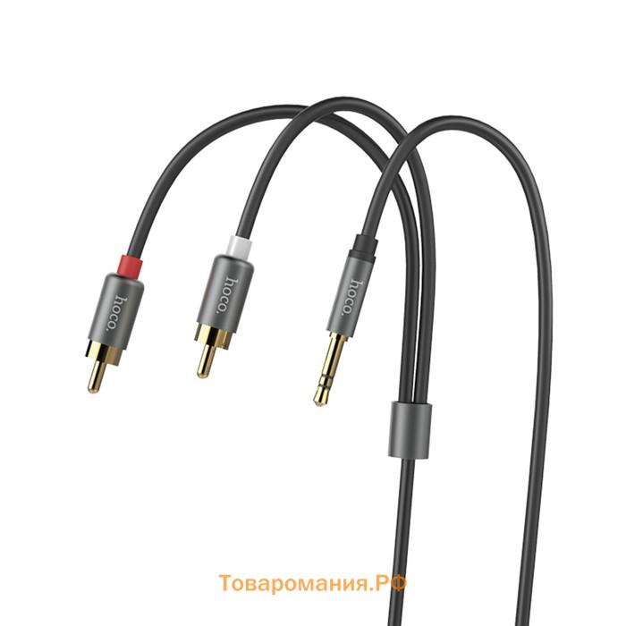 Аудио кабель Hoco UPA10, 2xRCA - jack 3.5mm, 1,5 м, серый