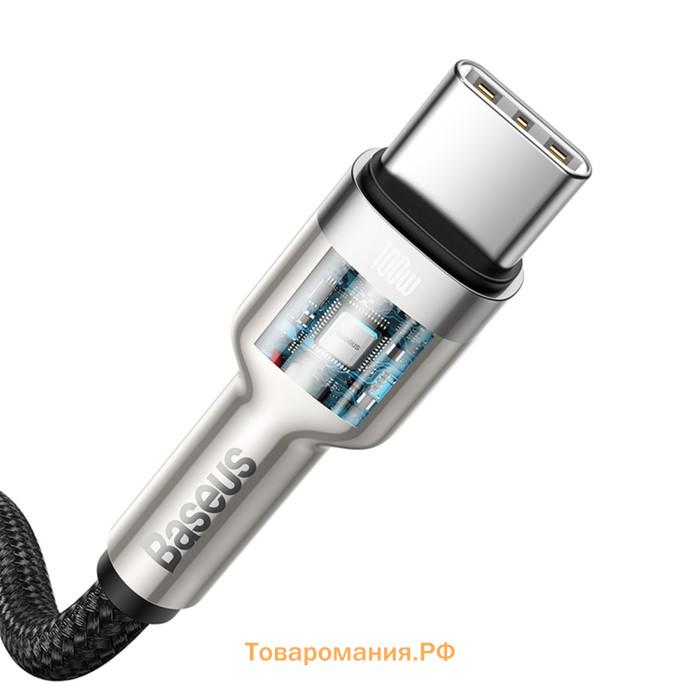 Кабель Baseus, Type-C - Type-C, 5 A, 100W, 1 м, черный