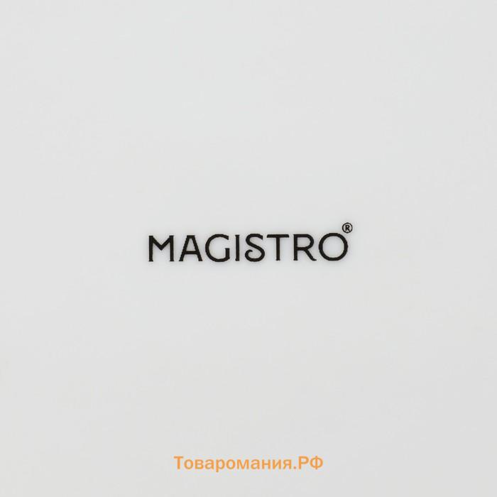 Блюдо фарфоровое для подачи с деревянной ручкой Magistro, 15×15 см, цвет белый