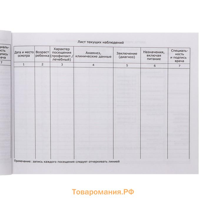 Медицинская карта ребёнка "Классик", форма №112/у, 80 листов