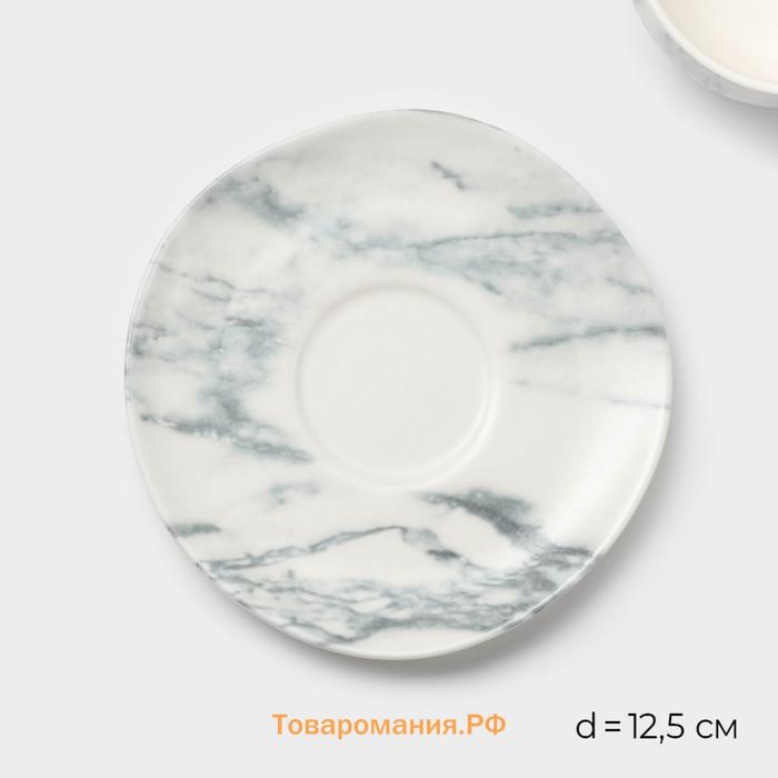 Набор чайный фарфоровый Magistro Real Marble, 4 предмета: 2 чашки 150 мл, 2 блюдца d=12,5 см