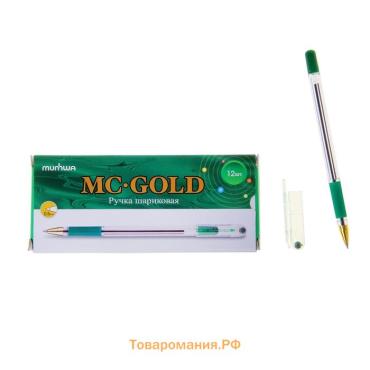 Ручка шариковая MunHwa MC Gold, стержень зеленый, узел 0.5 мм, грип