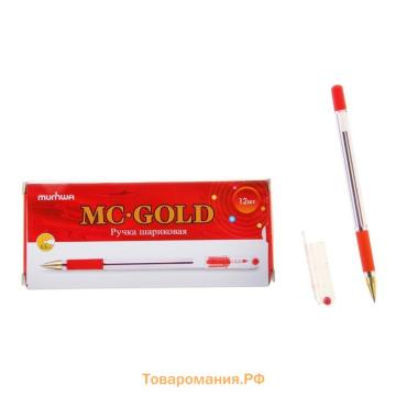 Ручка шариковая MunHwa MC Gold, стержень красный, узел 0.5 мм, грип