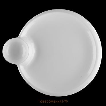 Блюдо фарфоровое круглое с соусником Wilmax Teona, d=20 см, цвет белый
