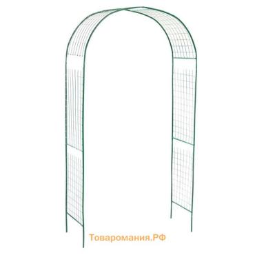 Арка садовая, 230 × 125 × 50 см, для вьющихся растений, металлическая, зелёная, «Сетка», Greengo