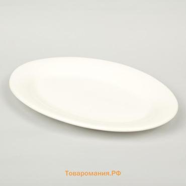 Блюдо фарфоровое овальное c утолщённым краем White Label, 30,5×20×3 см, цвет белый