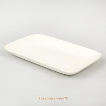 Блюдо фарфоровое прямоугольное White Label, 24,5×15,5 см, цвет белый