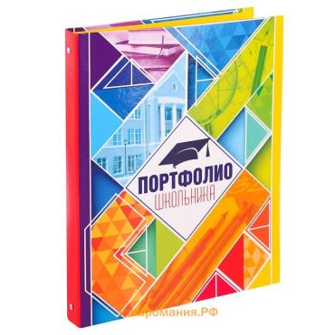 Папка школьная на кольцах «Портфолио школьника», 13 листов-разделителей, 24,5 х 32 см.