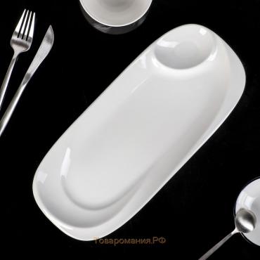 Блюдо фарфоровое с соусником Magistro «Бланш», 30×13,5 см, цвет белый