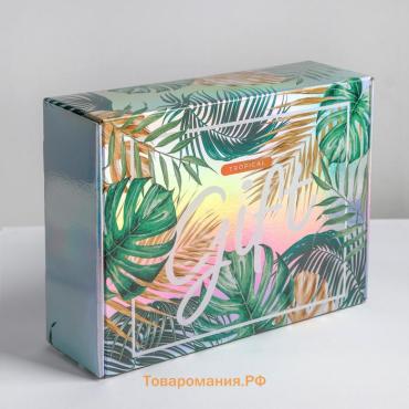 Коробка подарочная складная, упаковка, «Gift», 30.5 х 22 х 9.5 см